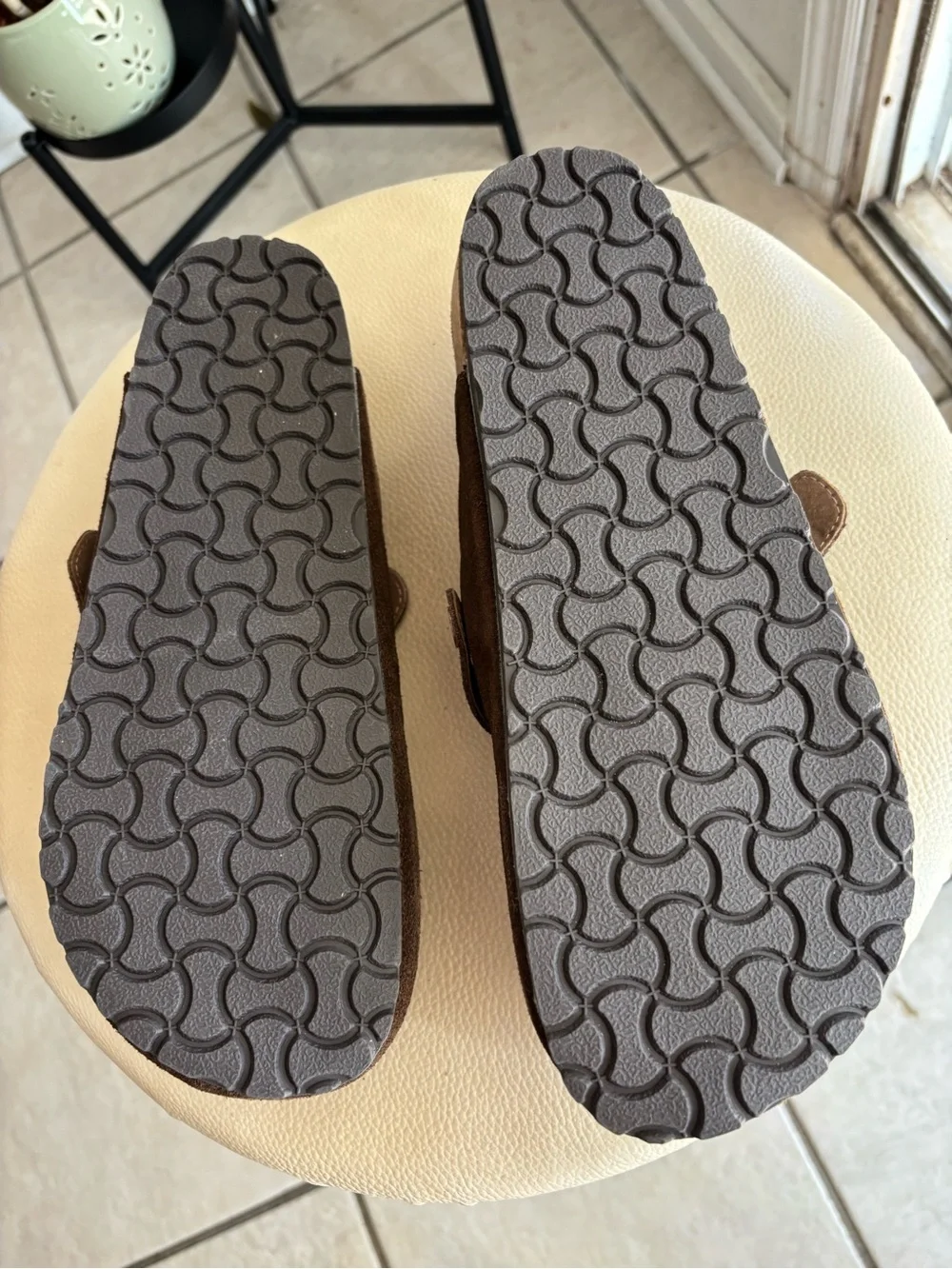 Kids Brown Suede Slip-On Moccasins with Buckle Accent